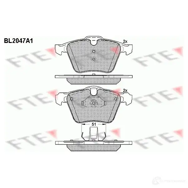 Тормозные колодки дисковые, комплект FTE 605178 BL2047A1 24 142 24521