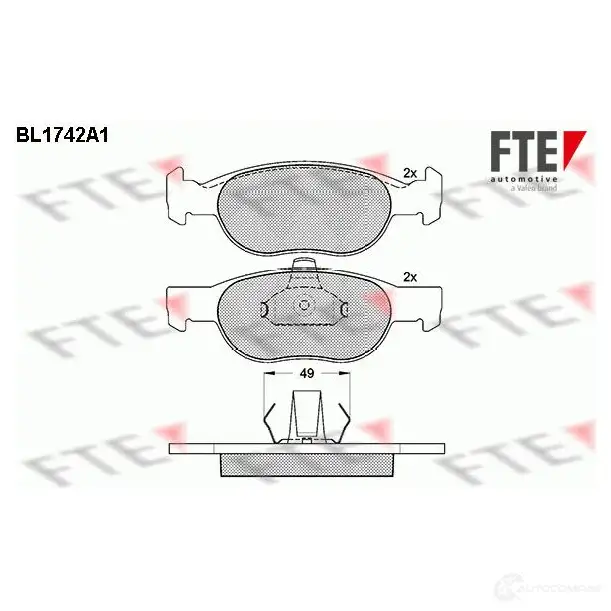 Тормозные колодки дисковые, комплект FTE 2 1930 604768 BL1742A1 21931 изображение 0