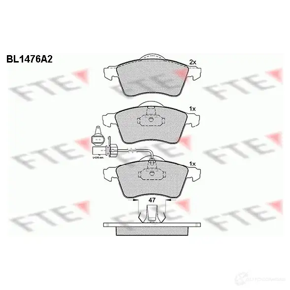 Тормозные колодки дисковые, комплект FTE 604544 BL1476A2 21 883 21884