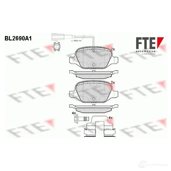 Тормозные колодки дисковые, комплект FTE 23661 BL2690A1 236 01 605876 изображение 0