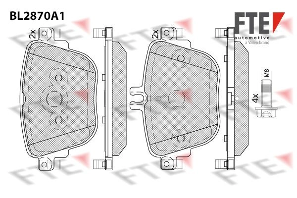 Тормозные колодки дисковые, комплект FTE 5KO3CG J 1439895851 BL2870A1 изображение 0