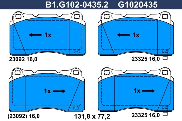 Тормозные колодки дисковые, комплект GALFER 1440635742 Y A00MB B1.G102-0435.2