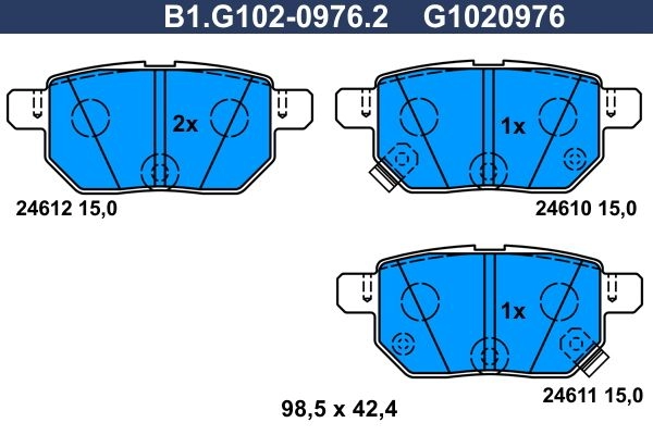 Тормозные колодки дисковые, комплект GALFER 1440635745 B1.G102-0976.2 G JCW1J7 изображение 0