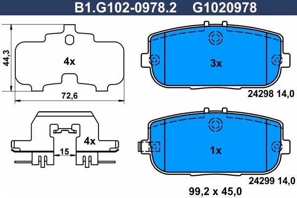 Тормозные колодки дисковые, комплект GALFER WRS XCT 1440635746 B1.G102-0978.2 изображение 0