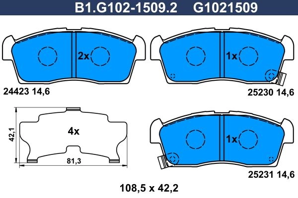 Тормозные колодки дисковые, комплект GALFER 1440635748 JSPN HE B1.G102-1509.2 изображение 0