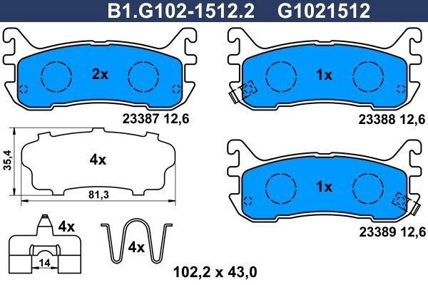 Тормозные колодки дисковые, комплект GALFER 4VD5 N1K B1.G102-1512.2 1440635751 изображение 0