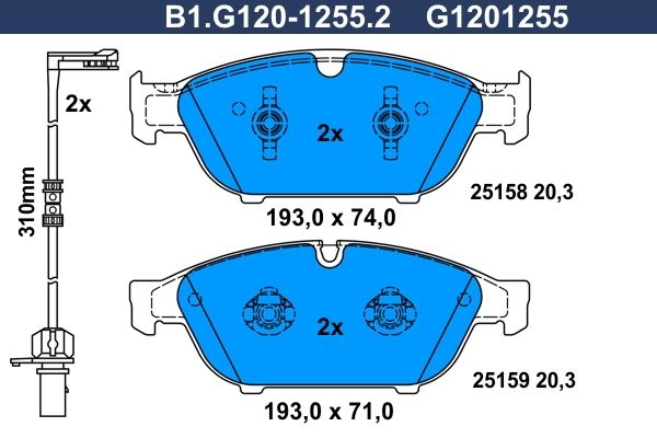 Тормозные колодки дисковые, комплект GALFER 1440635759 LX51IR P B1.G120-1255.2
