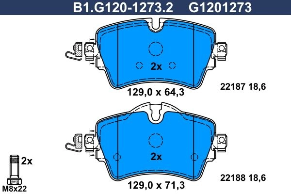 Тормозные колодки дисковые, комплект GALFER B1.G120-1273.2 U3VPO I 1440635760 изображение 0