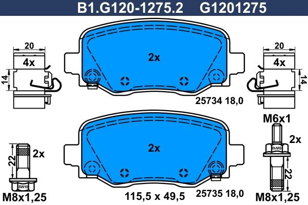 Тормозные колодки дисковые, комплект GALFER 1440635761 1I AOPCH B1.G120-1275.2 изображение 0