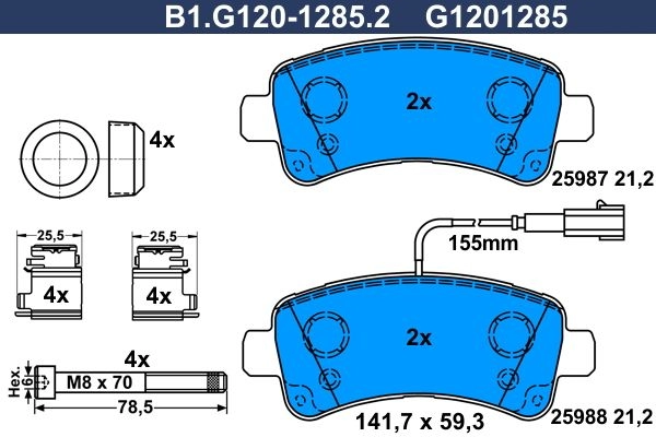 Тормозные колодки дисковые, комплект GALFER 1440635762 B1.G120-1285.2 0E4 N1GA