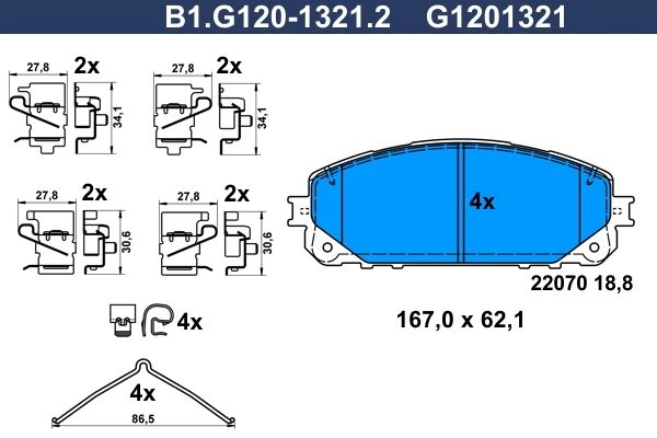 Тормозные колодки дисковые, комплект GALFER 1440635764 B1.G120-1321.2 5 6Q3R0
