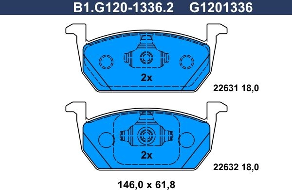 Тормозные колодки дисковые, комплект GALFER YMU T5 B1.G120-1336.2 1440635766 изображение 0