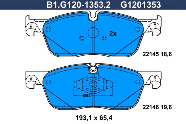 Тормозные колодки дисковые, комплект GALFER B1.G120-1353.2 1440635769 0ZKW F7J изображение 0