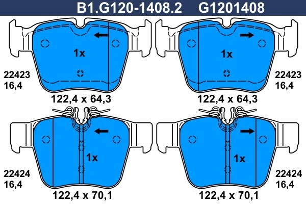 Тормозные колодки дисковые, комплект GALFER B1.G120-1408.2 1440635776 FZQ P4D5 изображение 0