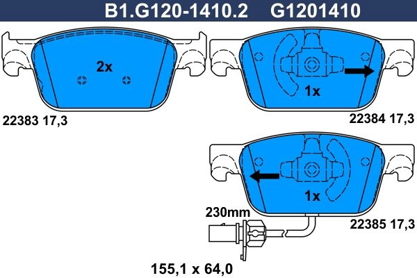 Тормозные колодки дисковые, комплект GALFER 1440635777 HB19B EH B1.G120-1410.2 изображение 0