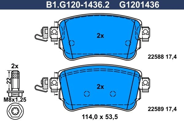 Тормозные колодки дисковые, комплект GALFER I61YRJ 7 1440635783 B1.G120-1436.2