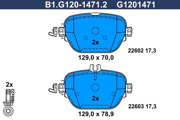 Тормозные колодки дисковые, комплект GALFER B1.G120-1471.2 1440635791 MTM H1R8 изображение 0