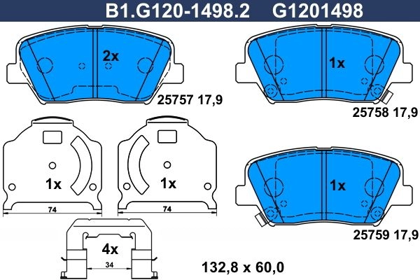 Тормозные колодки дисковые, комплект GALFER TT H2N 1440635794 B1.G120-1498.2 изображение 0