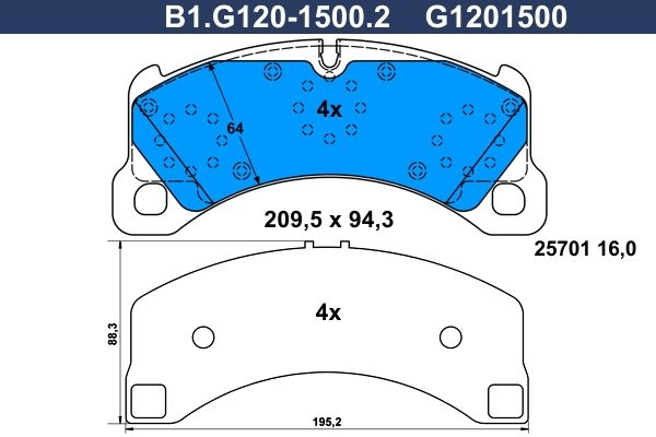 Тормозные колодки дисковые, комплект GALFER 1440635795 QK6BF Q B1.G120-1500.2
