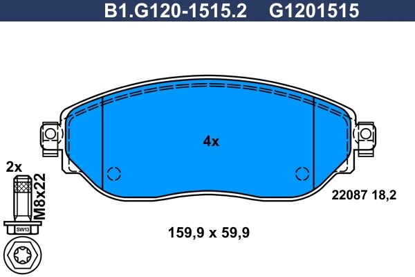 Тормозные колодки дисковые, комплект GALFER 1440635798 2X RI1 B1.G120-1515.2 изображение 0