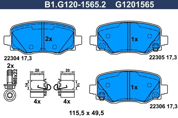 Тормозные колодки дисковые, комплект GALFER 1440635816 6Y KAFLL B1.G120-1565.2