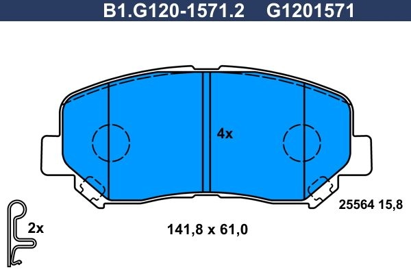 Тормозные колодки дисковые, комплект GALFER 1440635818 TR43 KT B1.G120-1571.2