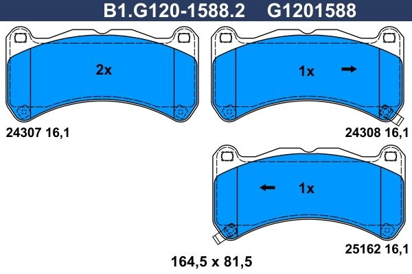 Тормозные колодки дисковые, комплект GALFER 1440635826 B1.G120-1588.2 L 3JO3