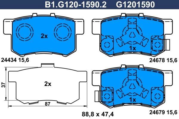 Тормозные колодки дисковые, комплект GALFER BN87 7 1440635828 B1.G120-1590.2