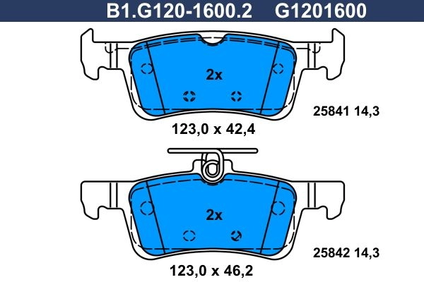 Тормозные колодки дисковые, комплект GALFER 1440635831 B1.G120-1600.2 R 1G0GM