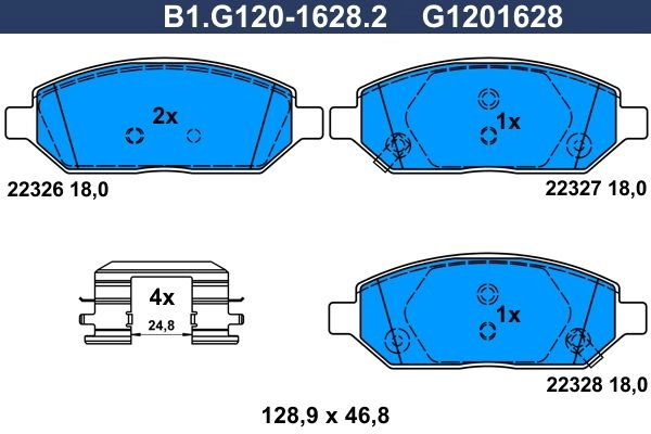 Тормозные колодки дисковые, комплект GALFER 1440635834 XN 6IFV4 B1.G120-1628.2 изображение 0