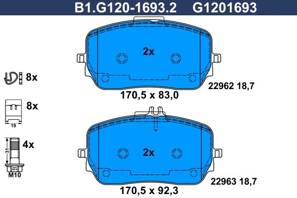 Тормозные колодки дисковые, комплект GALFER RD1 H8 B1.G120-1693.2 1440635845 изображение 0