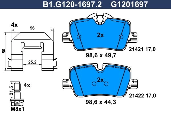 Тормозные колодки дисковые, комплект GALFER B1.G120-1697.2 D SYZ1DZ 1440635846 изображение 0