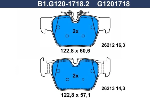 Тормозные колодки дисковые, комплект GALFER 1440635850 9ARUYB 3 B1.G120-1718.2 изображение 0
