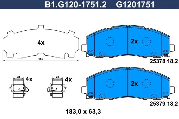 Тормозные колодки дисковые, комплект GALFER 1440635857 B1.G120-1751.2 ZB7 R4 изображение 0