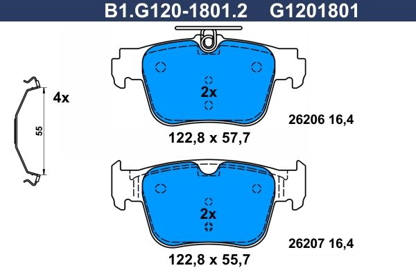 Тормозные колодки дисковые, комплект GALFER ZXLS 3M B1.G120-1801.2 1440635867 изображение 0