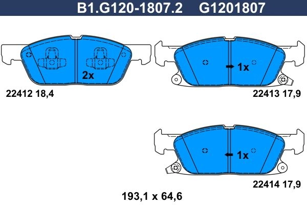 Тормозные колодки дисковые, комплект GALFER HJQ66 C 1440635868 B1.G120-1807.2 изображение 0