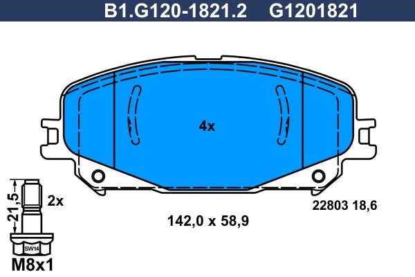 Тормозные колодки дисковые, комплект GALFER 1440635871 B1.G120-1821.2 N48IPI G изображение 0