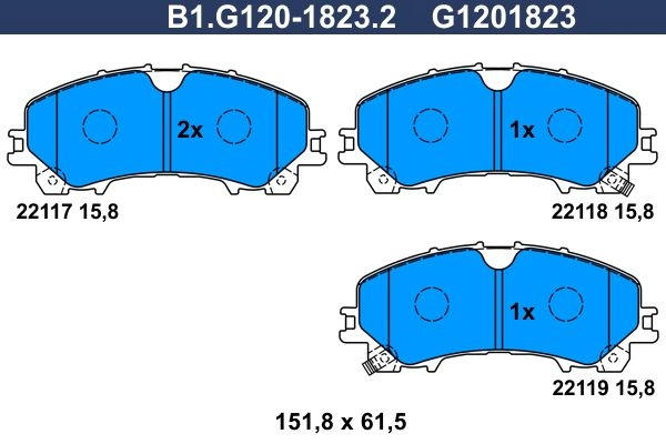 Тормозные колодки дисковые, комплект GALFER 2W OED 1440635873 B1.G120-1823.2 изображение 0