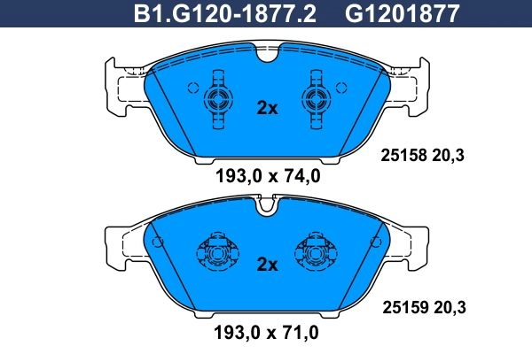 Тормозные колодки дисковые, комплект GALFER 9L AE6 1440635878 B1.G120-1877.2