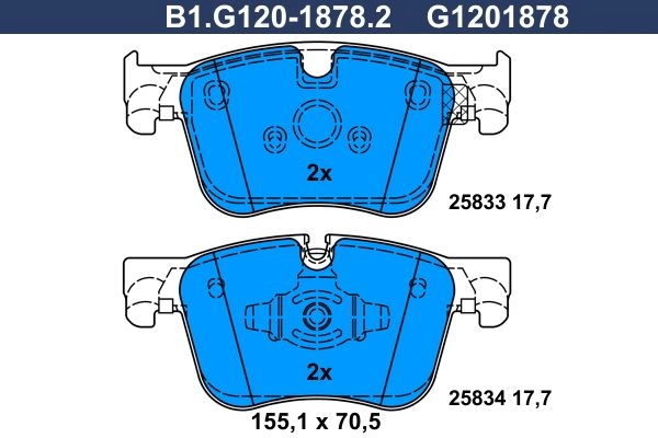Тормозные колодки дисковые, комплект GALFER NE 3PNS 1440635879 B1.G120-1878.2