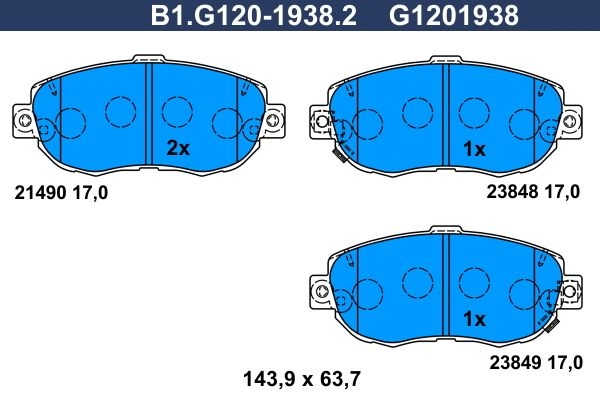 Тормозные колодки дисковые, комплект GALFER B1.G120-1938.2 0 FLPP 1440635886