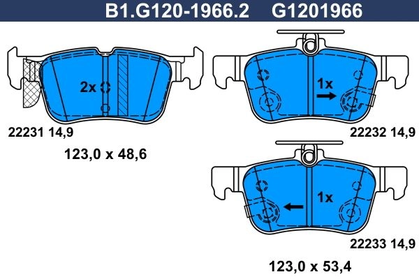 Тормозные колодки дисковые, комплект GALFER B1.G120-1966.2 1440635891 L OUN5