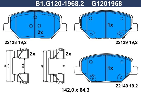 Тормозные колодки дисковые, комплект GALFER 67EL V B1.G120-1968.2 1440635892 изображение 0