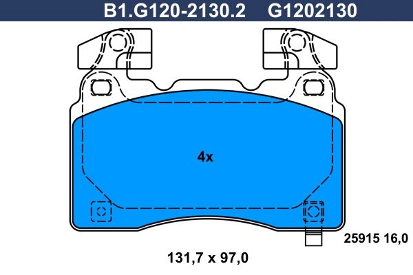 Тормозные колодки дисковые, комплект GALFER 1440635896 B1.G120-2130.2 O 8X76U