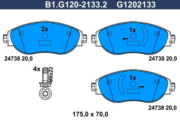 Тормозные колодки дисковые, комплект GALFER 8 XK1IS 1440635899 B1.G120-2133.2 изображение 0