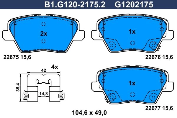 Тормозные колодки дисковые, комплект GALFER B1.G120-2175.2 FGEC RD 1440635905