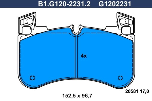 Тормозные колодки дисковые, комплект GALFER B1.G120-2231.2 1440635906 OSHQQP 0
