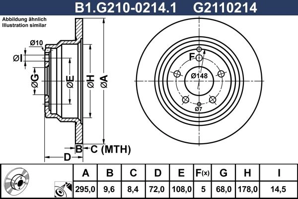 Тормозной диск GALFER B1.G210-0214.1 1440635964 VJ1N AA
