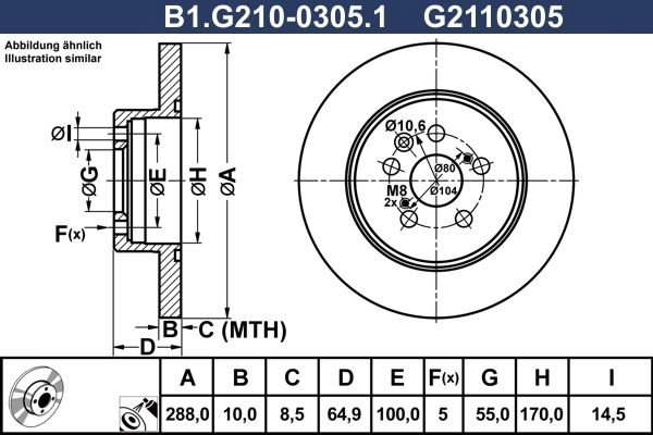 Тормозной диск GALFER B1.G210-0305.1 1440635978 W29P X изображение 0