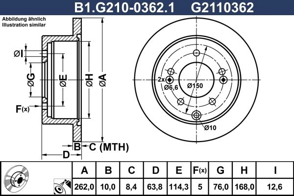Тормозной диск GALFER B1.G210-0362.1 IYW 6ZS 1440636000 изображение 0